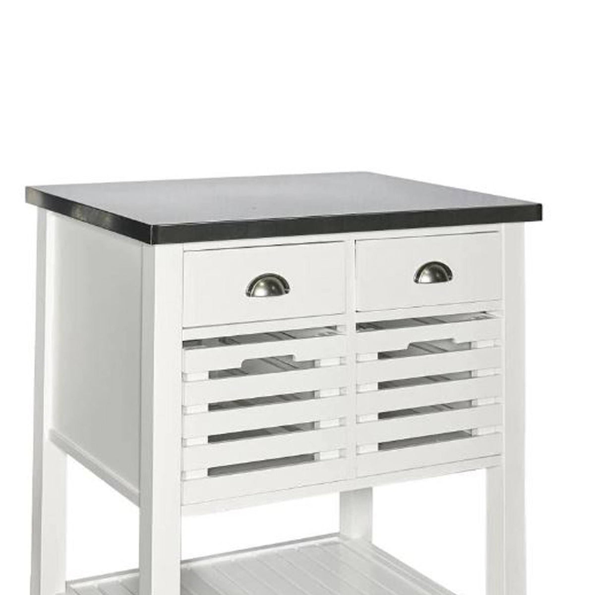 White 4 Drawer Wooden Kitchen Cart with Caster Wheels F2093