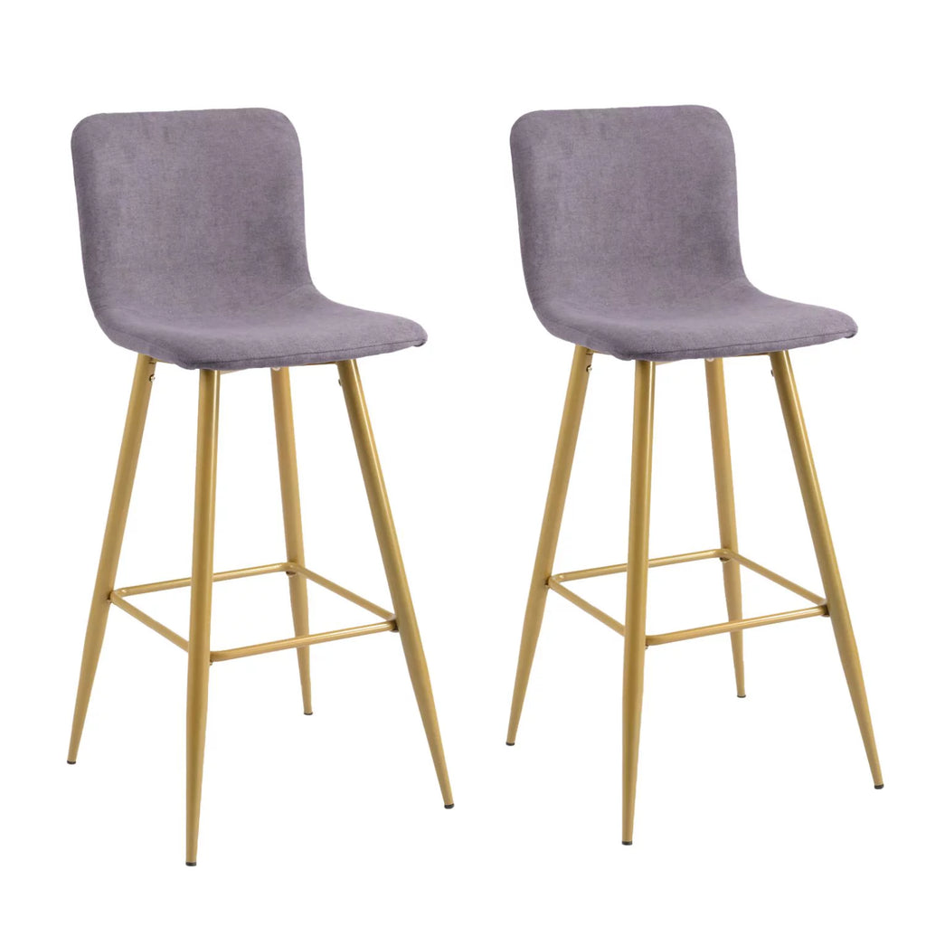 30'' Upholstered Bar Stools Set of 2 with Back & Metal Legs, Gray A84969