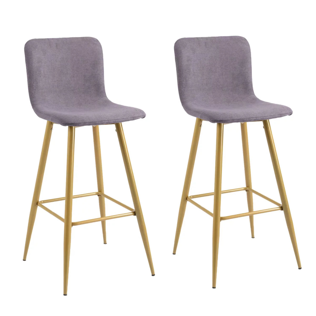 30'' Upholstered Bar Stools Set of 2 with Back & Metal Legs, Gray A84969