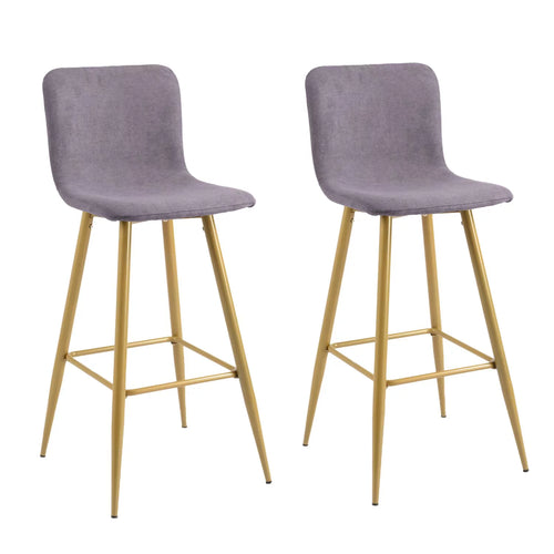 30'' Upholstered Bar Stools Set of 2 with Back & Metal Legs, Gray A84969
