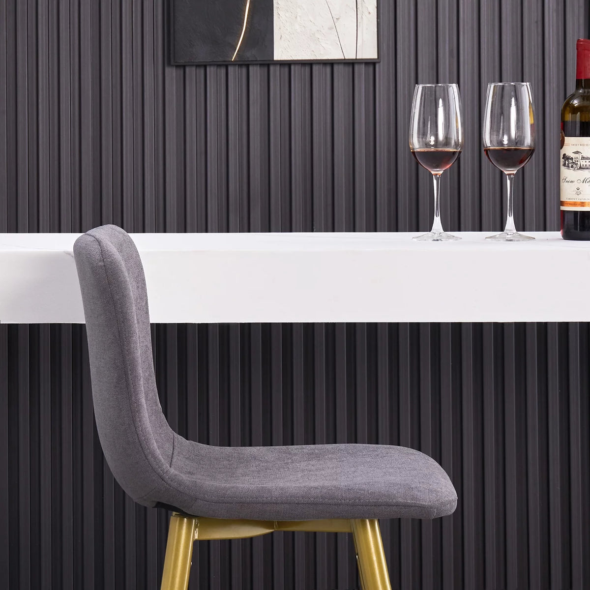 30'' Upholstered Bar Stools Set of 2 with Back & Metal Legs, Gray A84969