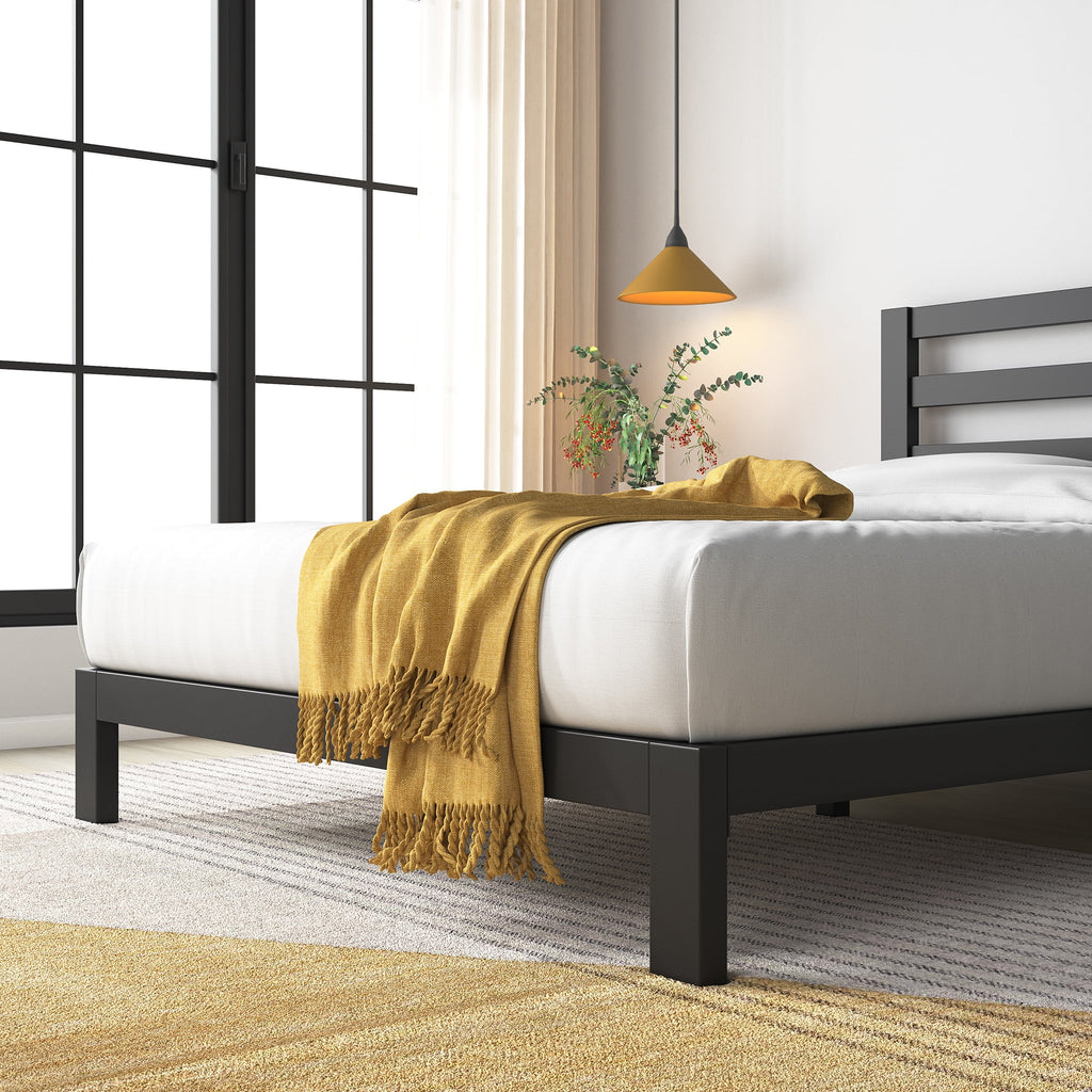 36" Metal Platform Bed with Headboard, Twin Z58178