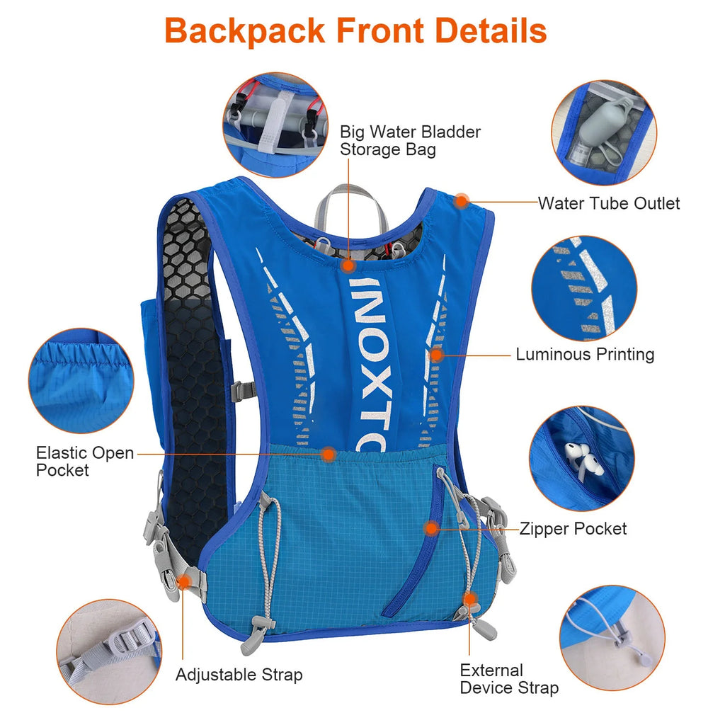 Blue Hydration Vest Backpack with 2.4L Water Bladder S19025