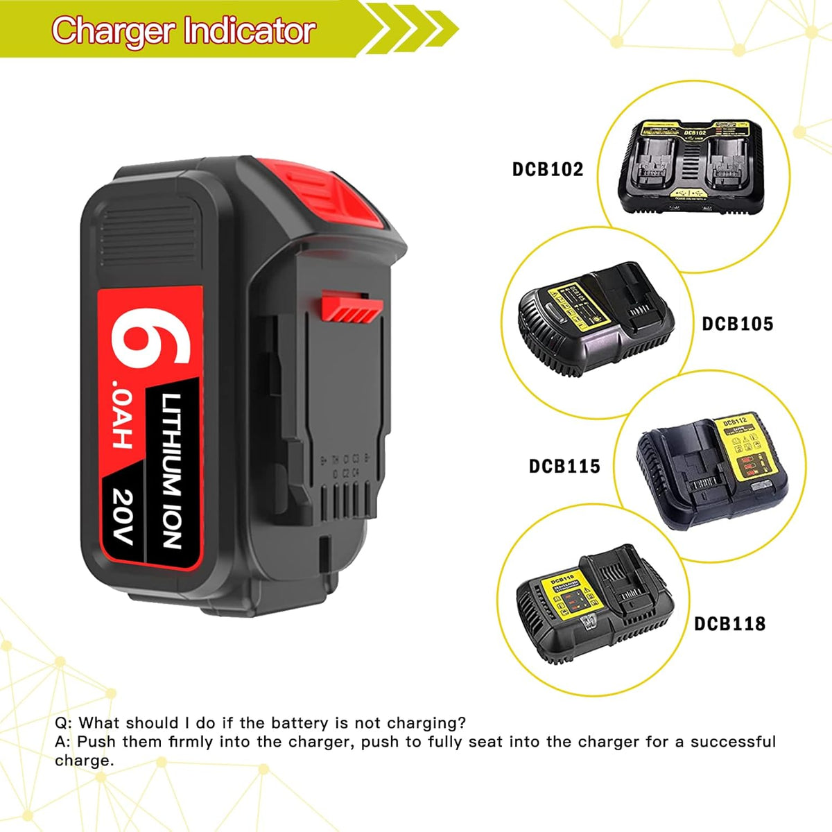 2Pack 6.0Ah 20V Replacement Battery for Cordless Power Tools K677899