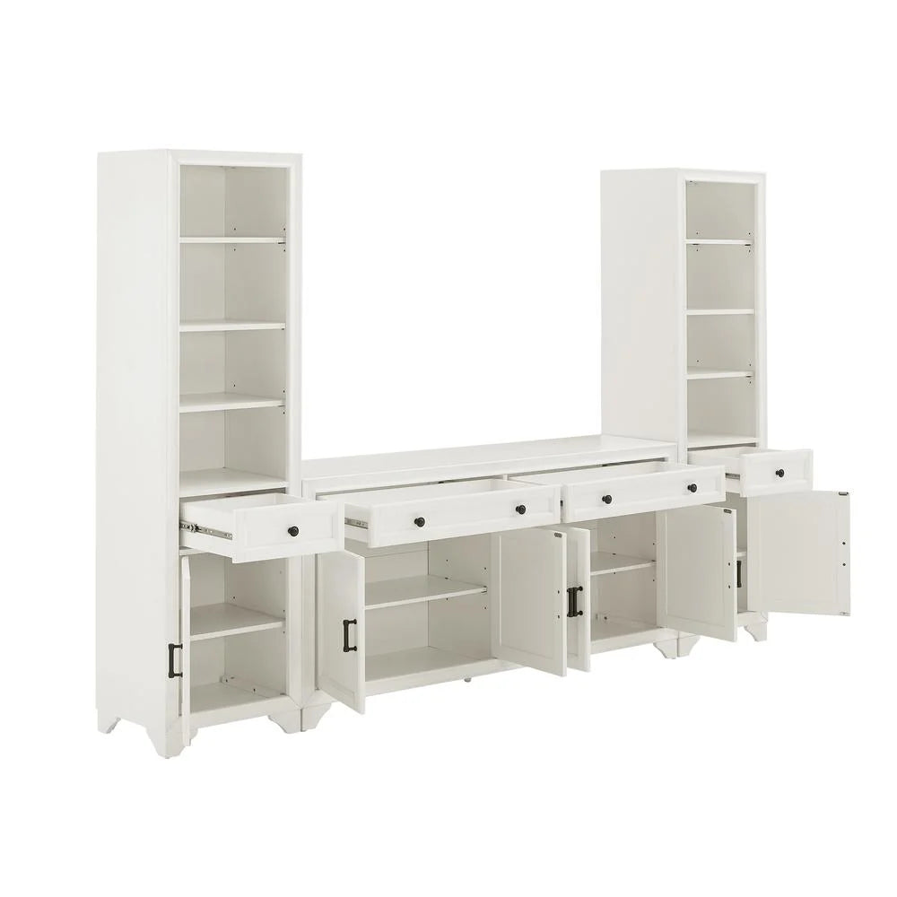 White 3PC Entertainment Center and Bookcases N7050