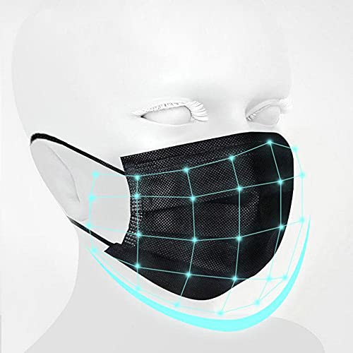100PCS 3 Ply Black Disposable Face Mask P3972