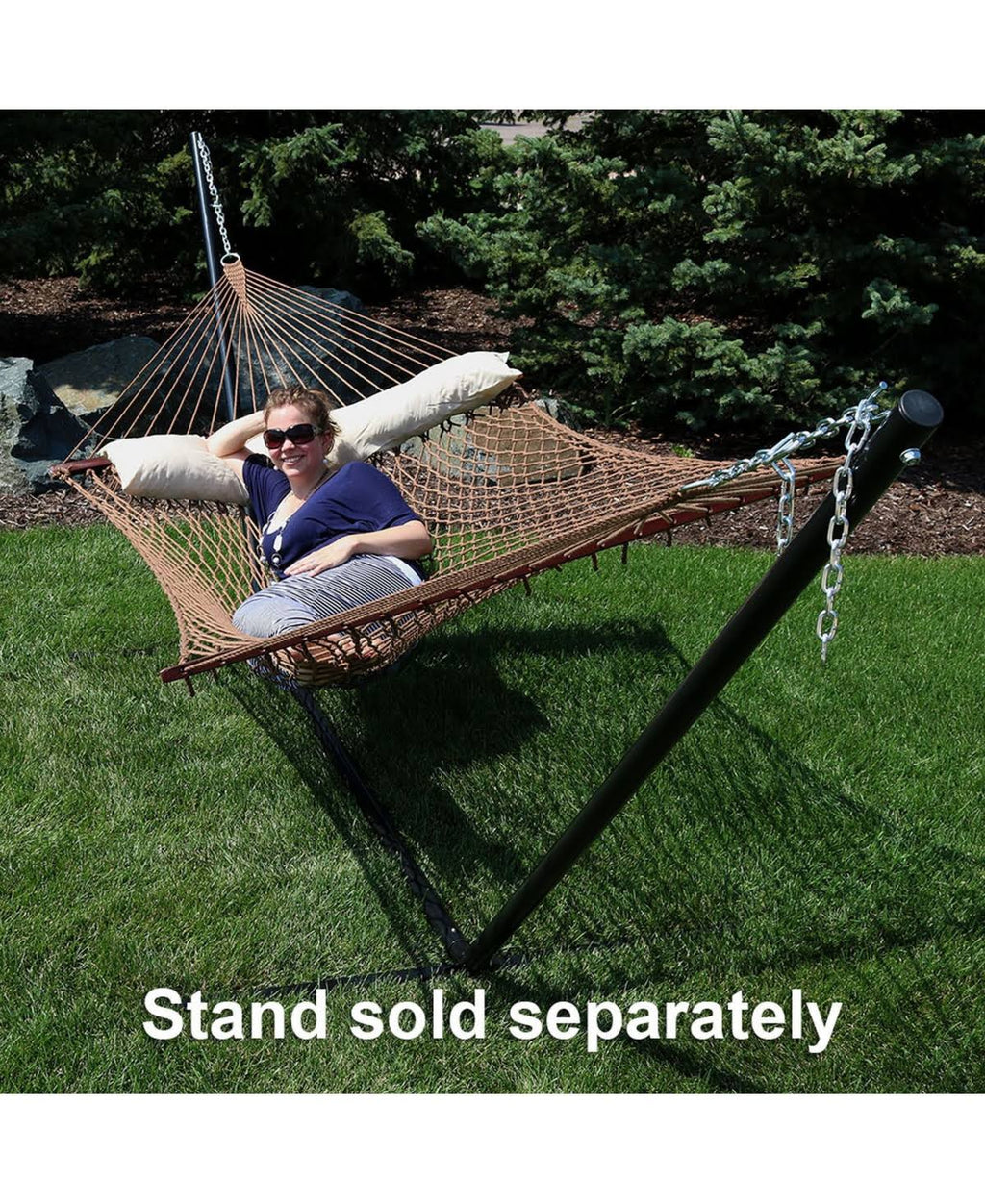 Brown Polyester Rope Hammock with Spreader Bars B6441