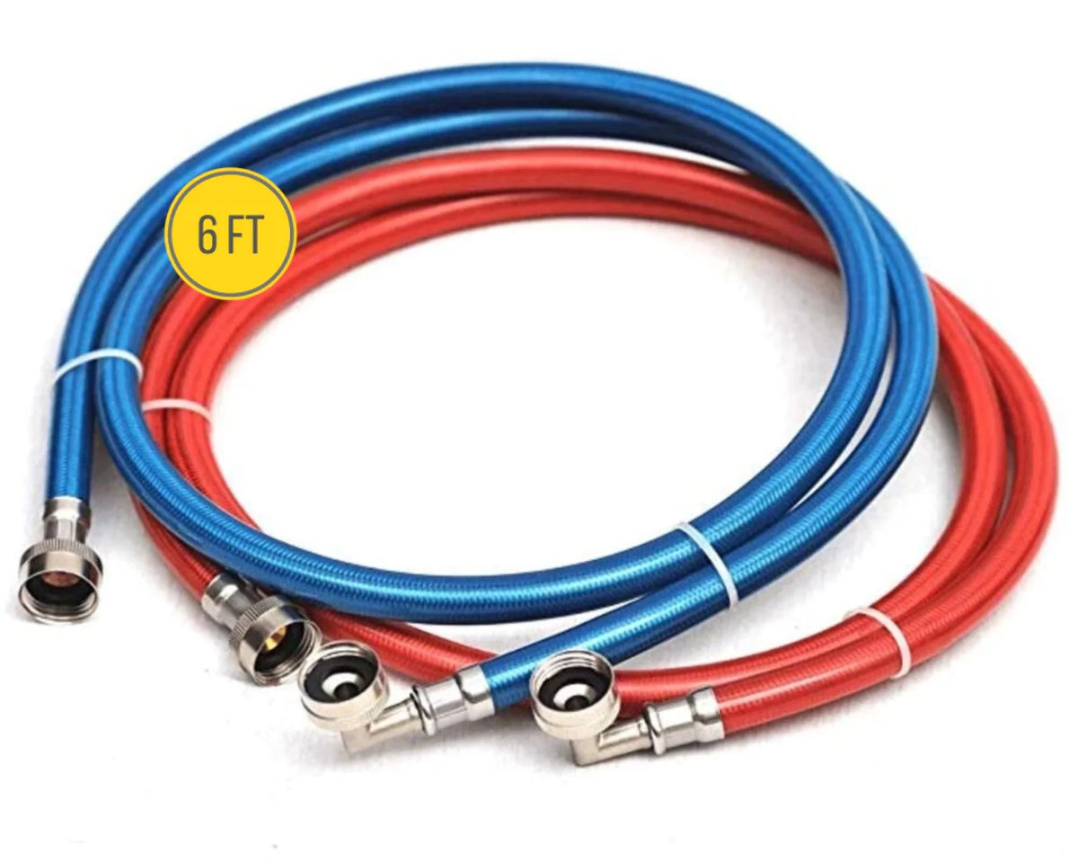 Stainless Steel Braided Washing Machine Hoses 6 ft 2 Pack Q280797