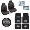 4 PC Carpet Floor Mats with 2 Chrome License Plate and 2 Seat Covers Plus Wheel Cover N143