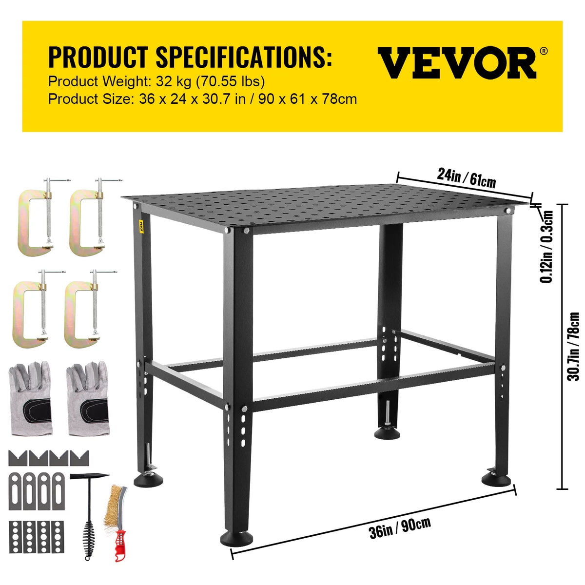 36 x 24 Adjustable Metal Welding Table J5913