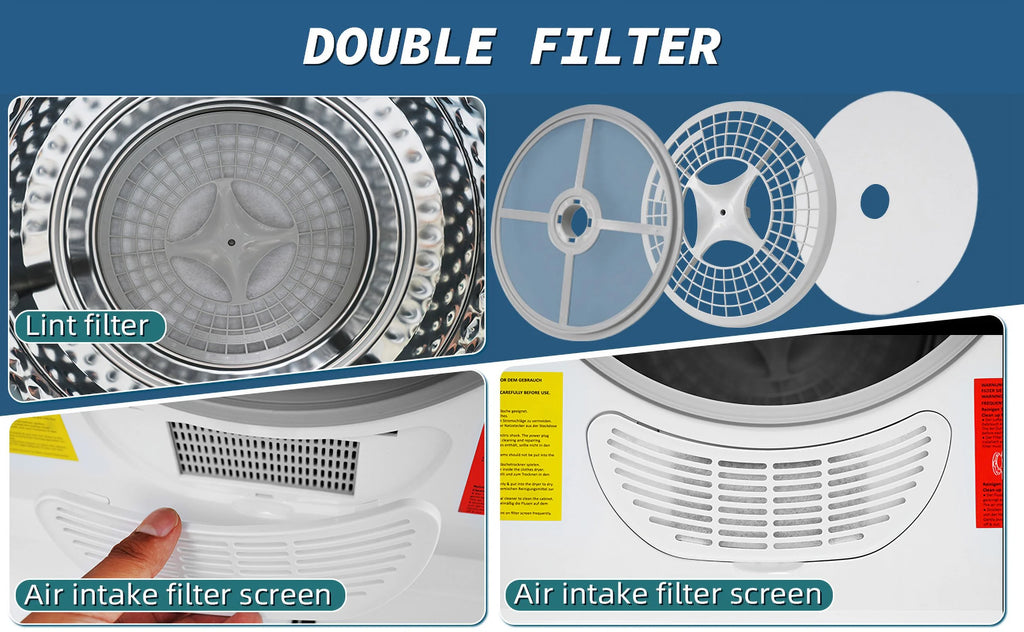 Portable Electric Laundry Dryer 850W 1.95 Cu.ft Stainless Steel A9078