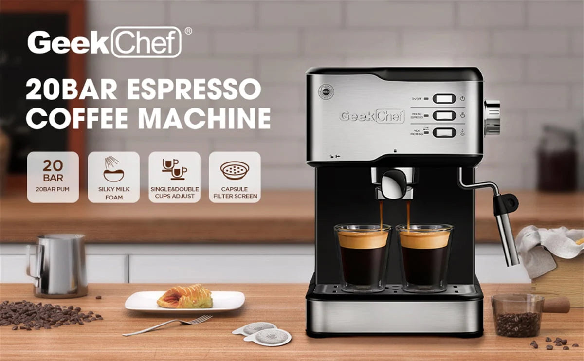20 Bar Espresso & Cappuccino Maker with Milk Frother Steam Wand E300894