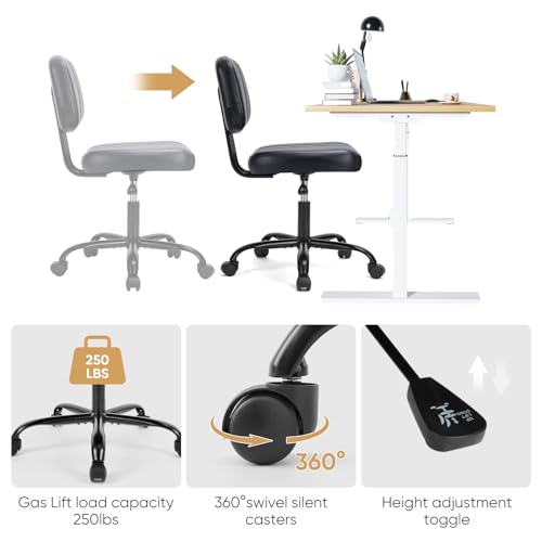 Deep Brown Height Adjustable PU Leather Swivel Office Chair I959