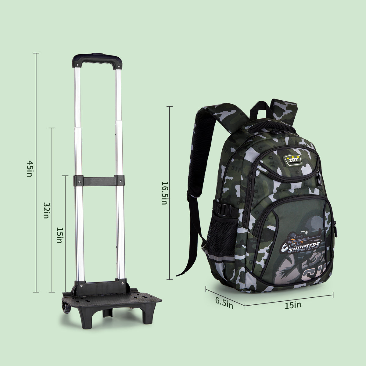 Wheeled Backpack Rolling Daypack Trolley School Bag N324522