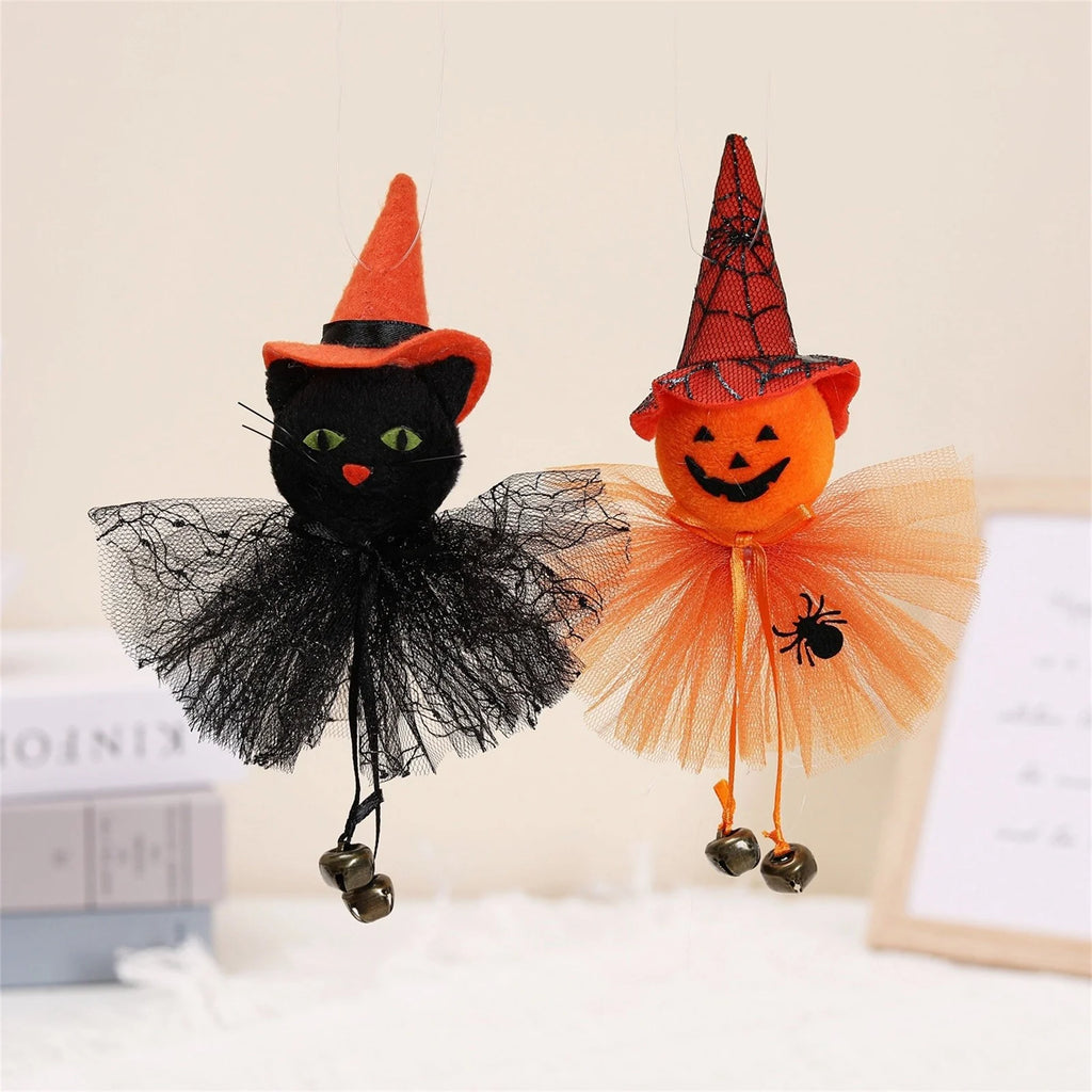 Pumpkin Witch Doll Scary Halloween Cat Toy Q6841
