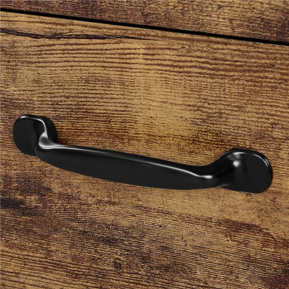 Black Rustic Brown Rolling File Cabinet with Power Outlet F74741