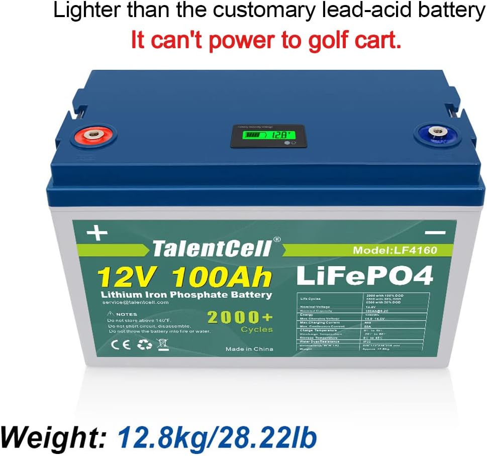 Rechargeable 12V 100Ah Lithium Iron Phosphate Deep Cycle Battery Pack X977986