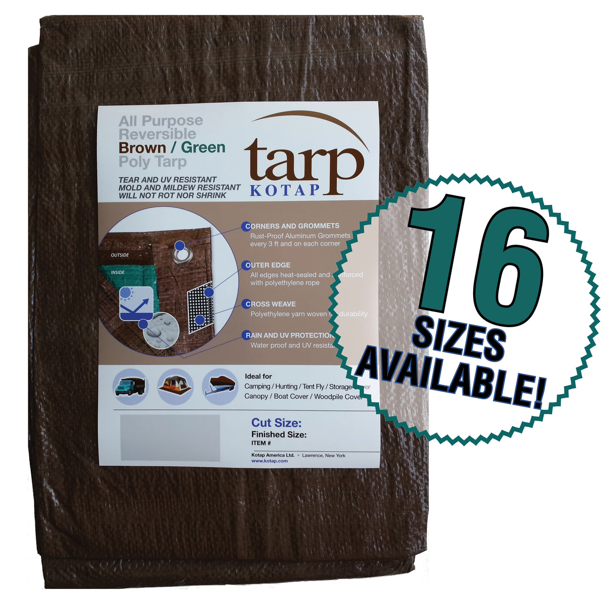 10-ft x 12-ft Reversible Brown/Green Poly Tarp Z701943