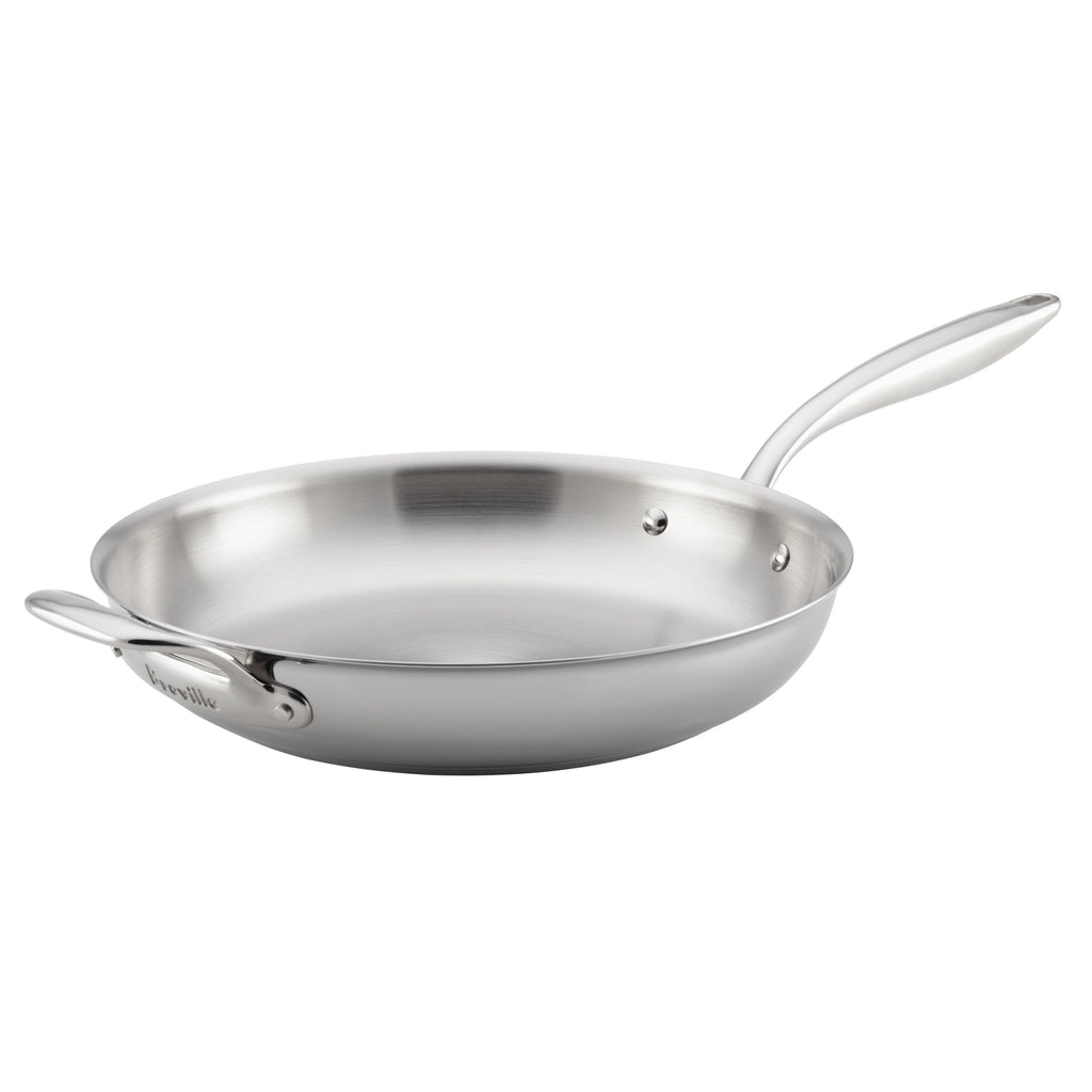 12.5x22 Clad Stainless Steel Fry Pan with Helper Handle X6888