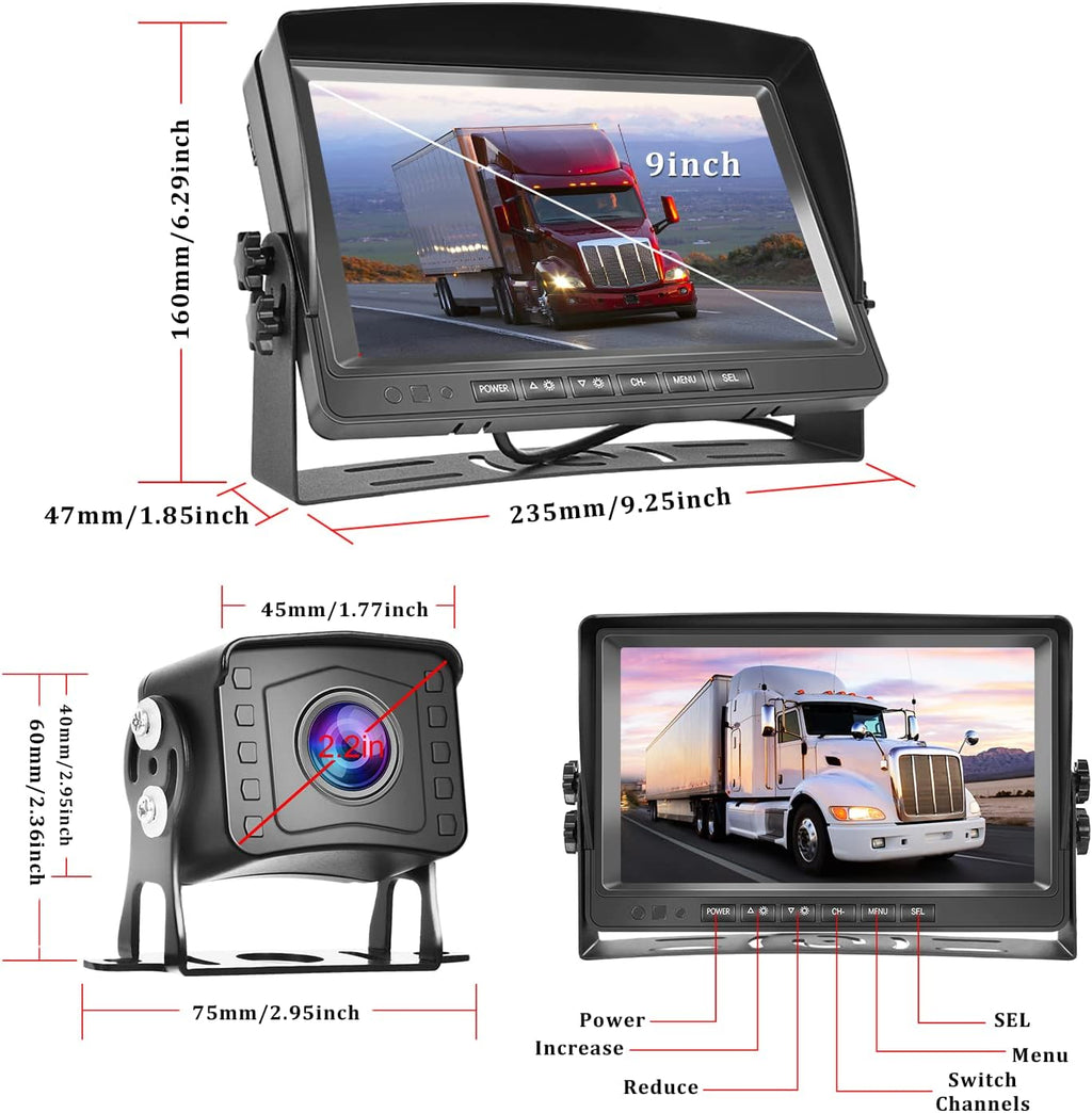 9 inch AHD 1080P Wired Backup Camera with Monitor Kit X26102