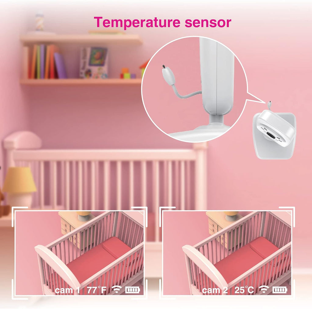 Video Baby Monitor with 2 Digital Cameras 1,000ft Range 2-Way Talk Temperature Display Day/Night Vision N4349