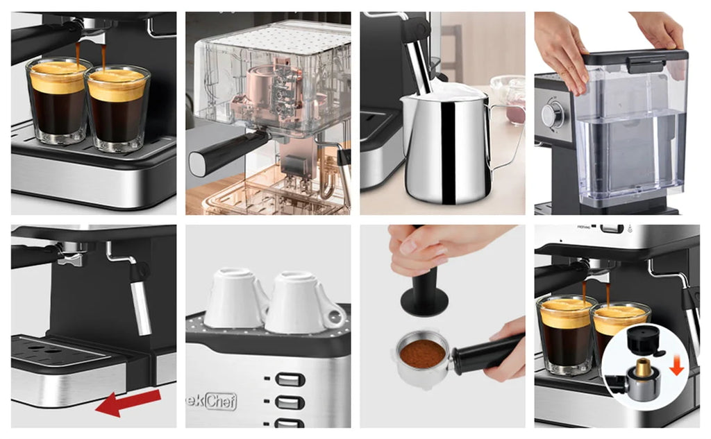 20 Bar Espresso & Cappuccino Maker with Milk Frother Steam Wand E300894