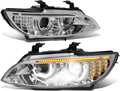 Dual Animated Start-Up Halo Sequential LED Turn Signal Projector HID Headlights, Chrome Housing F74026