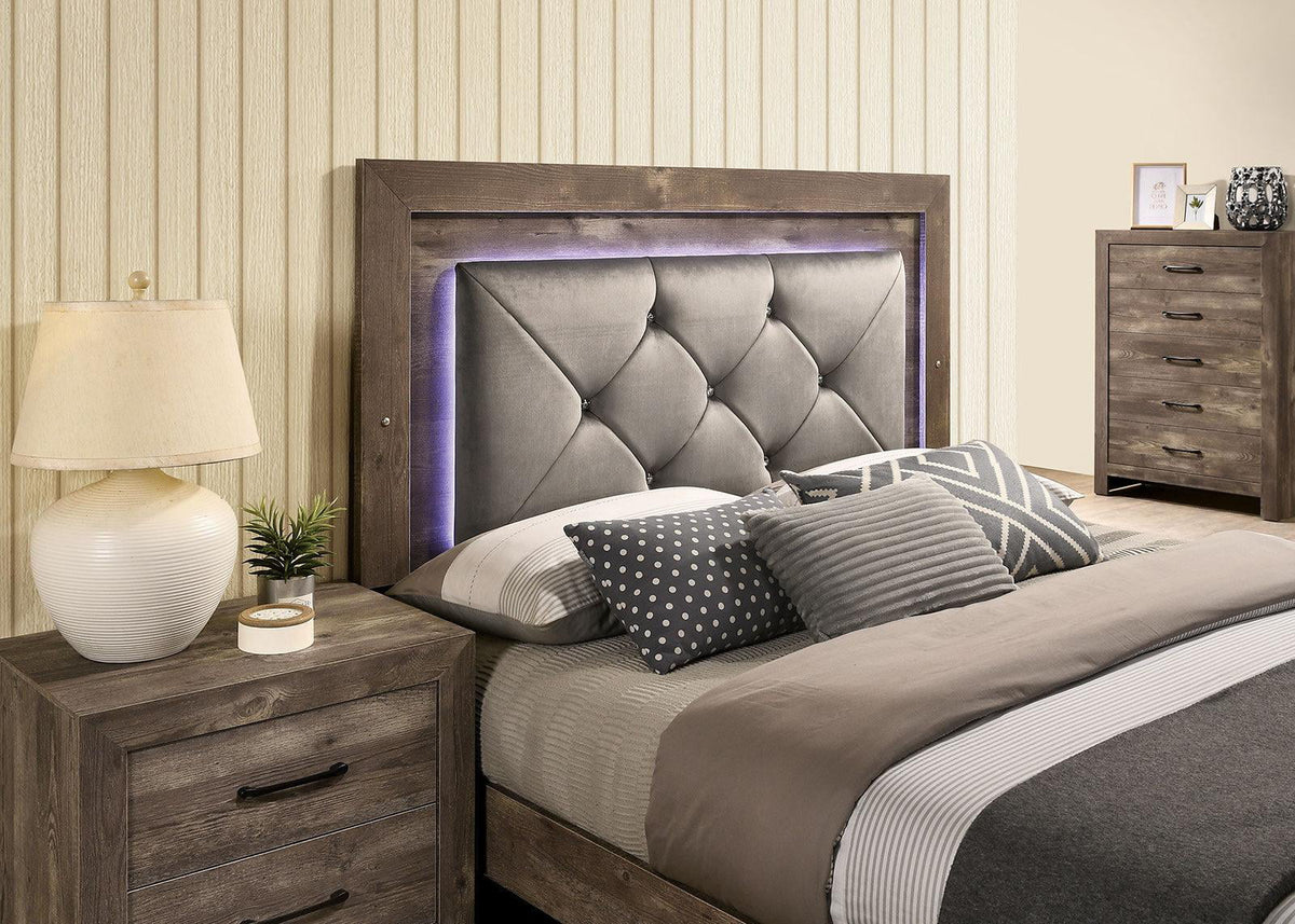 Natural Tone Wood 6pcs King Bedroom Set Q499