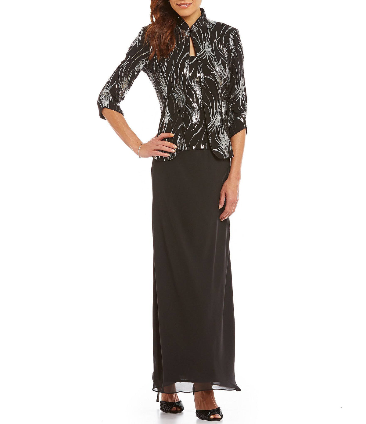Sequin Mandarin Collar Twinset R547136