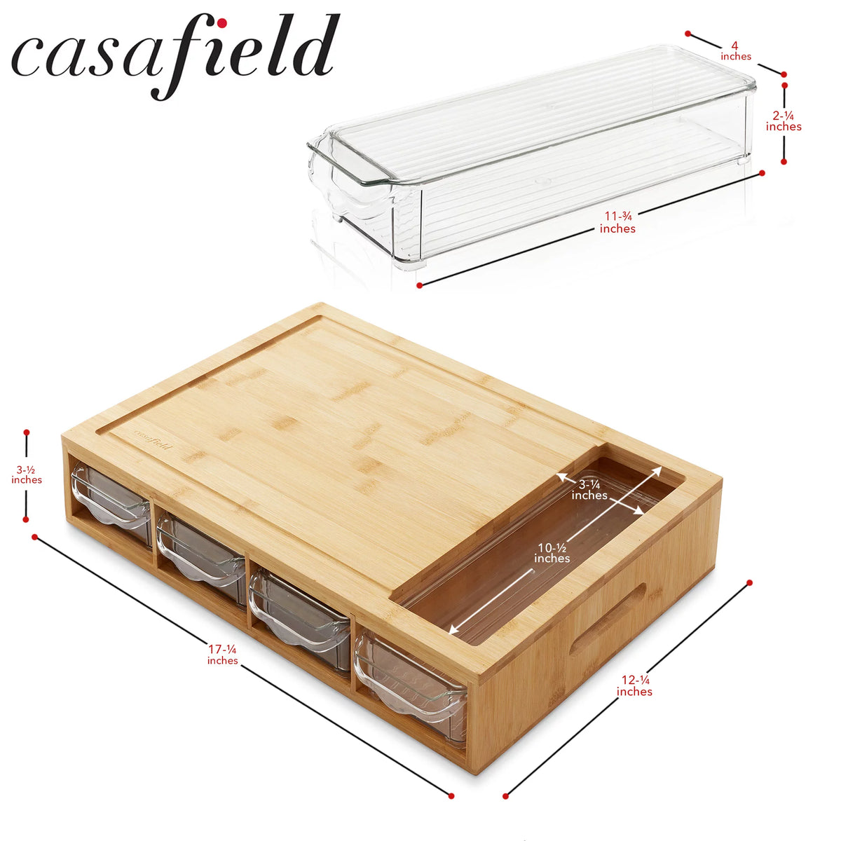Bamboo Cutting Board with 4 Storage Trays and Lids L822