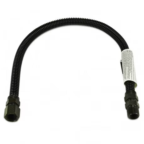 24" Black Stainless Steel Gas Fireplace Connector, 1/2" MIP x 1/2" FIP, 3/8" ID T39086
