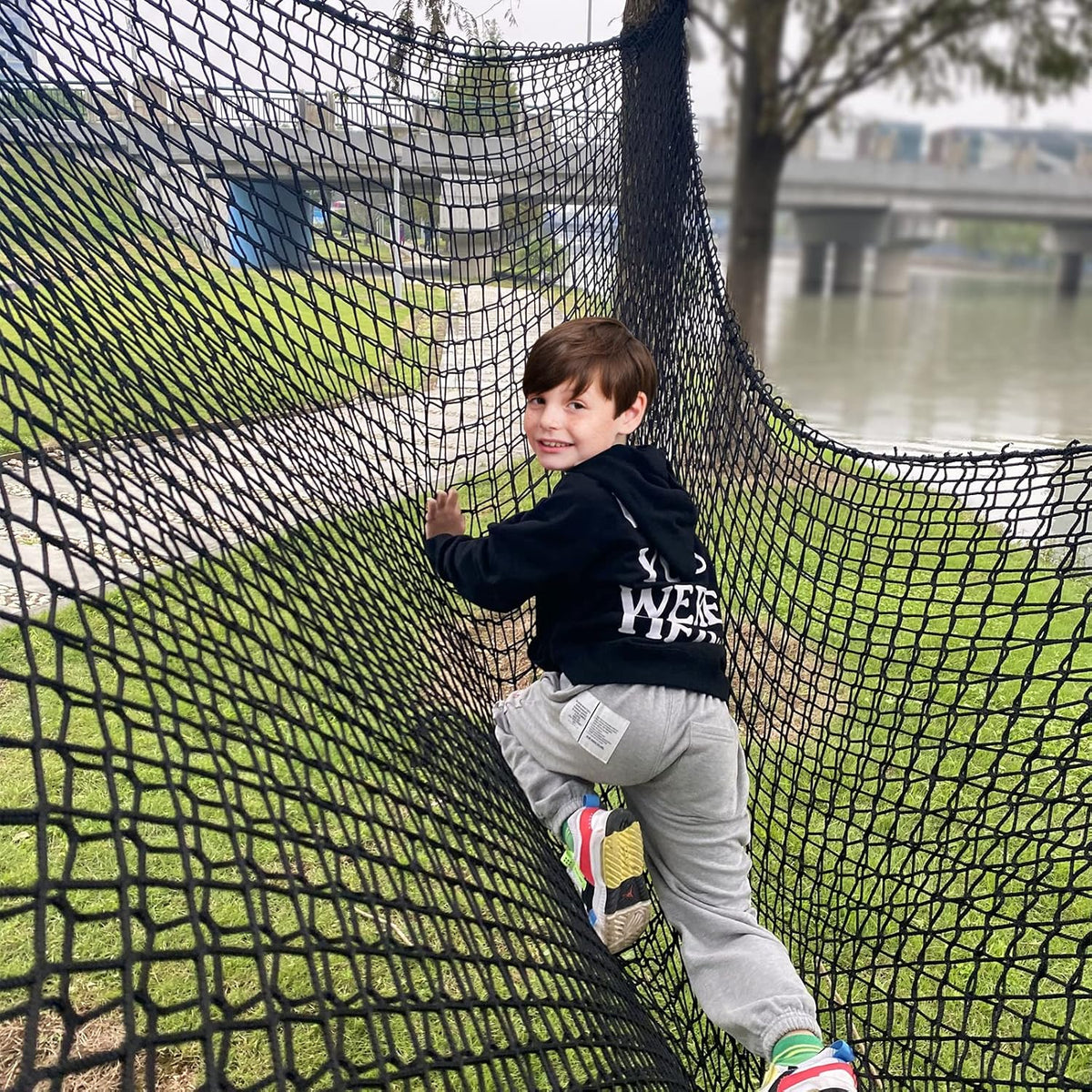 9.8X9.8 FT Kids Playground Net Heavy Duty Climbing Cargo Net D338483