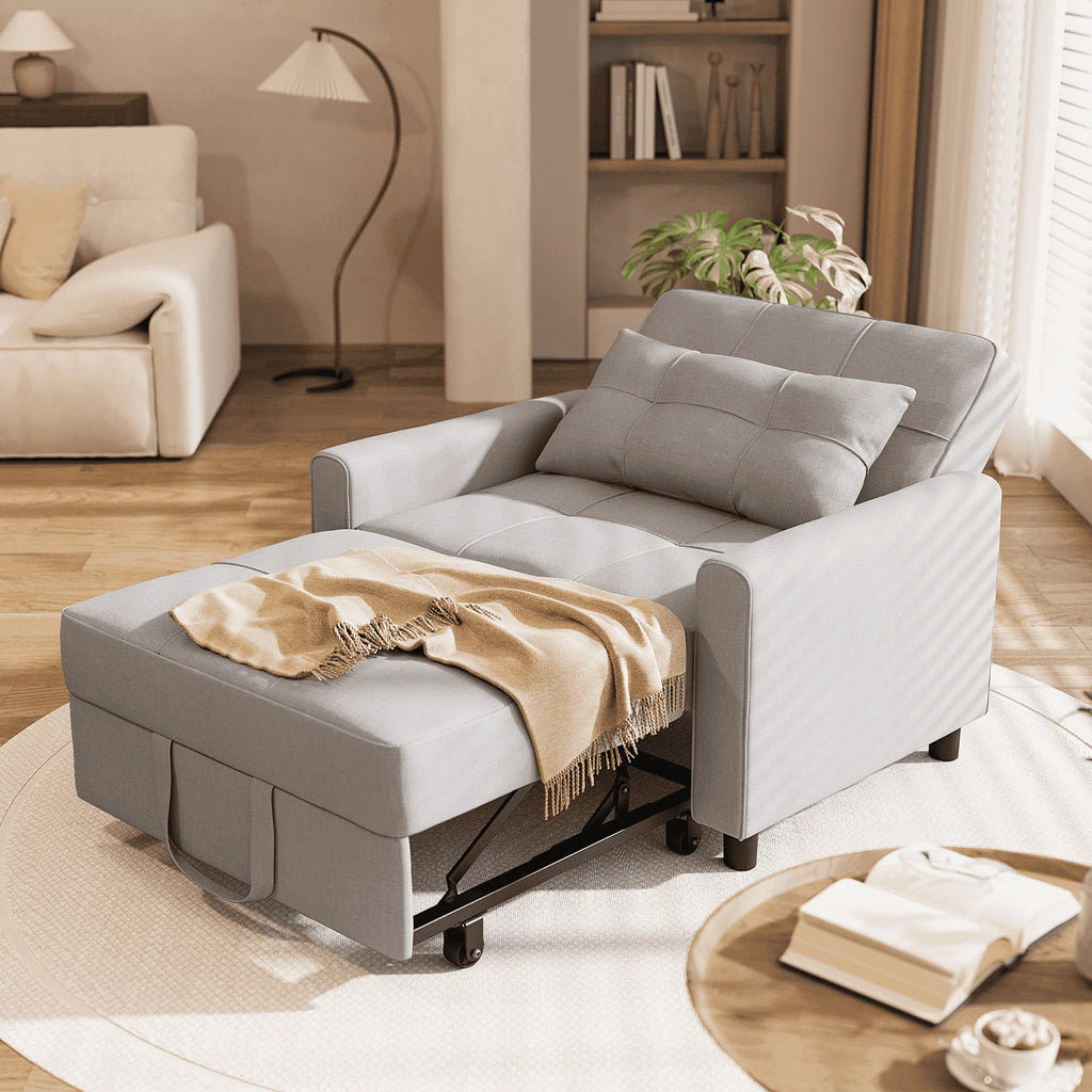 Light Gray 3 in 1 Convertible Sleeper Sofa W624