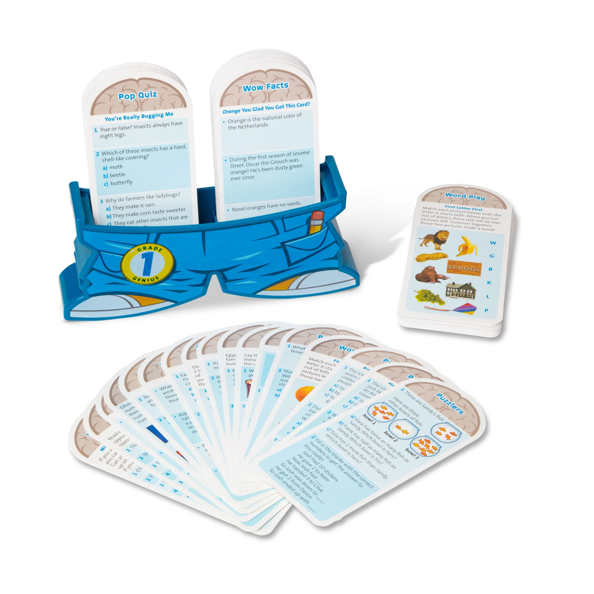 1st Grade Card Set with 120 Educational Questions, Puzzles, and Games Y3358