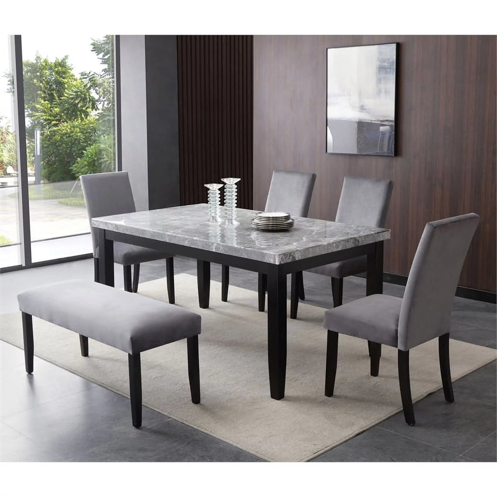 64" Marble Top 6-piece Dining Set C247