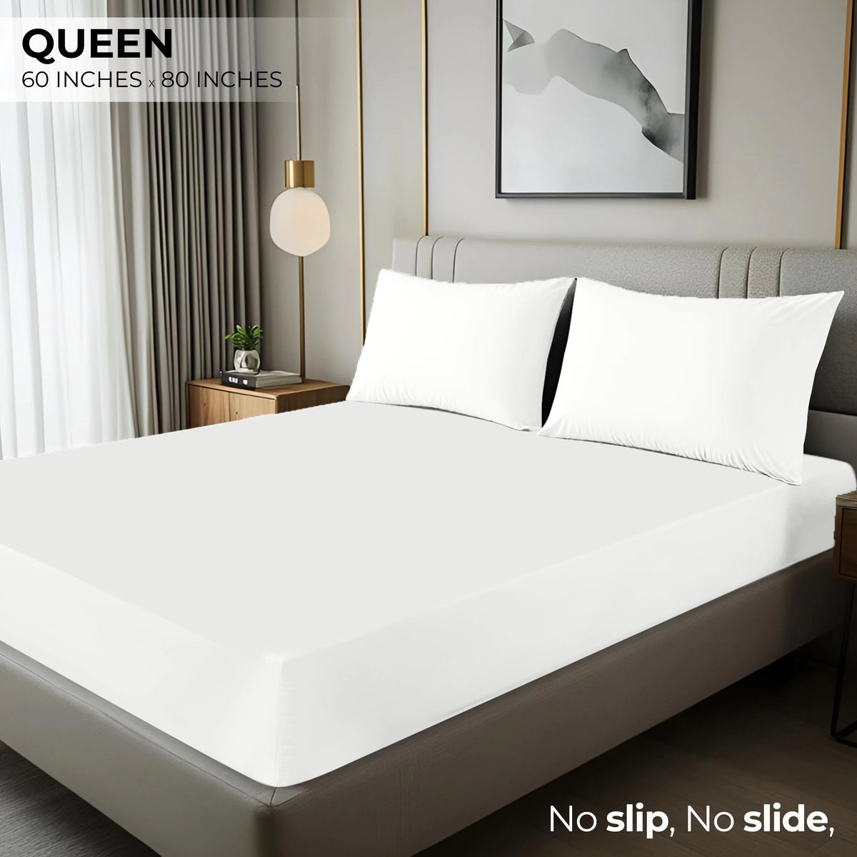 Queen Fitted Sheet, Deep Pocket 15 Inches, White Microfiber S54768