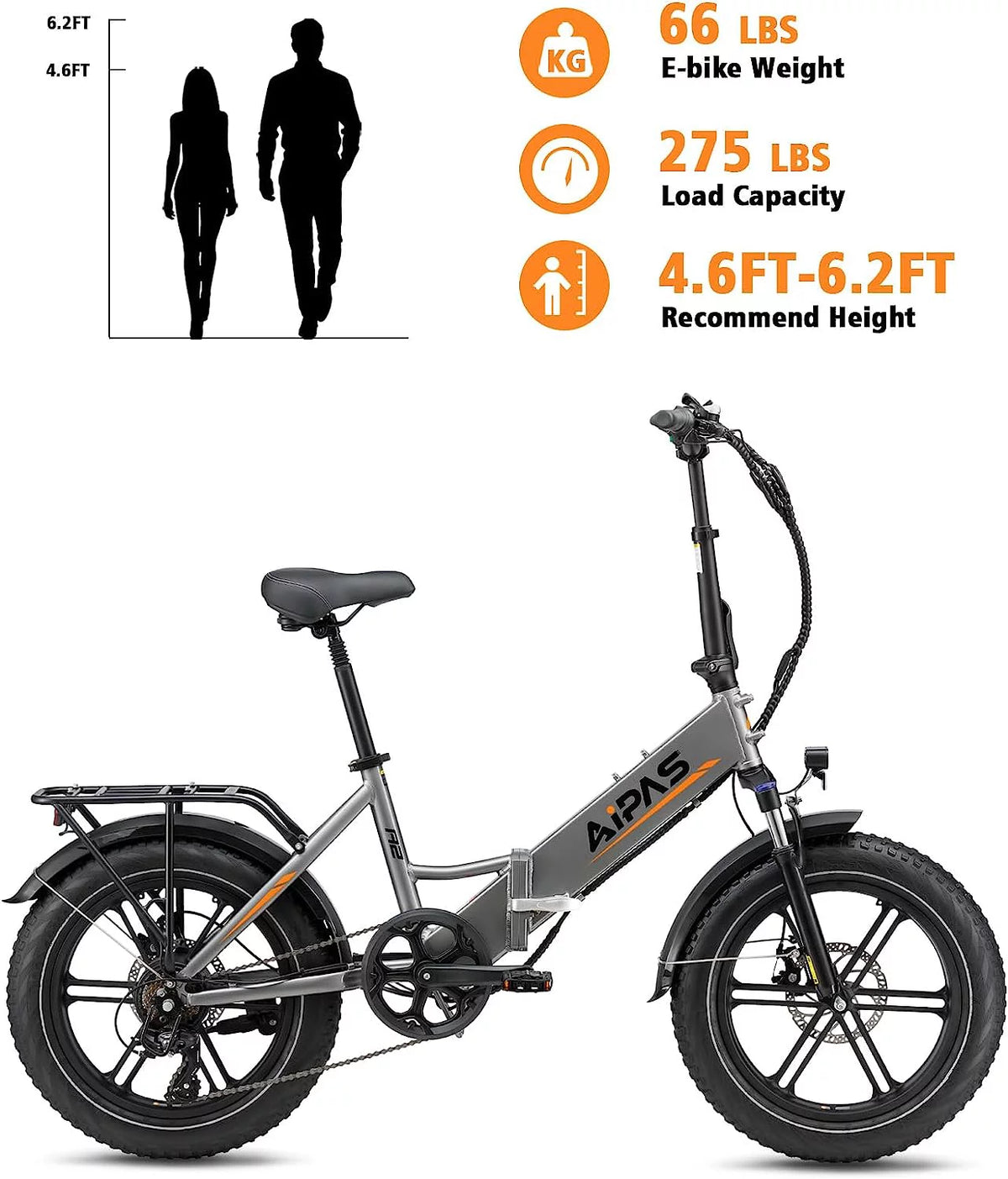 Folding Electric Bike 750W 48V 20inch Black K592551