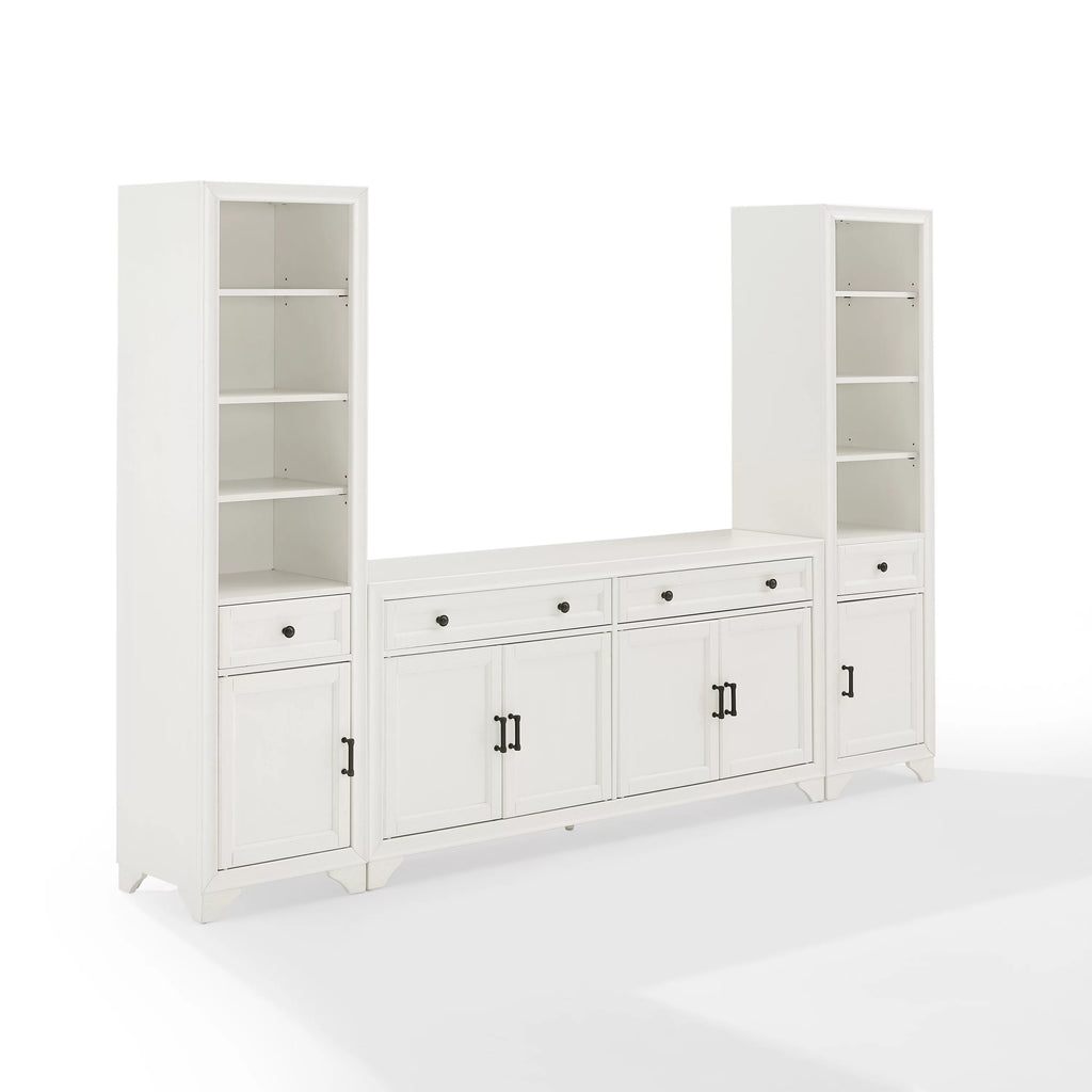 White 3PC Entertainment Center and Bookcases N7050