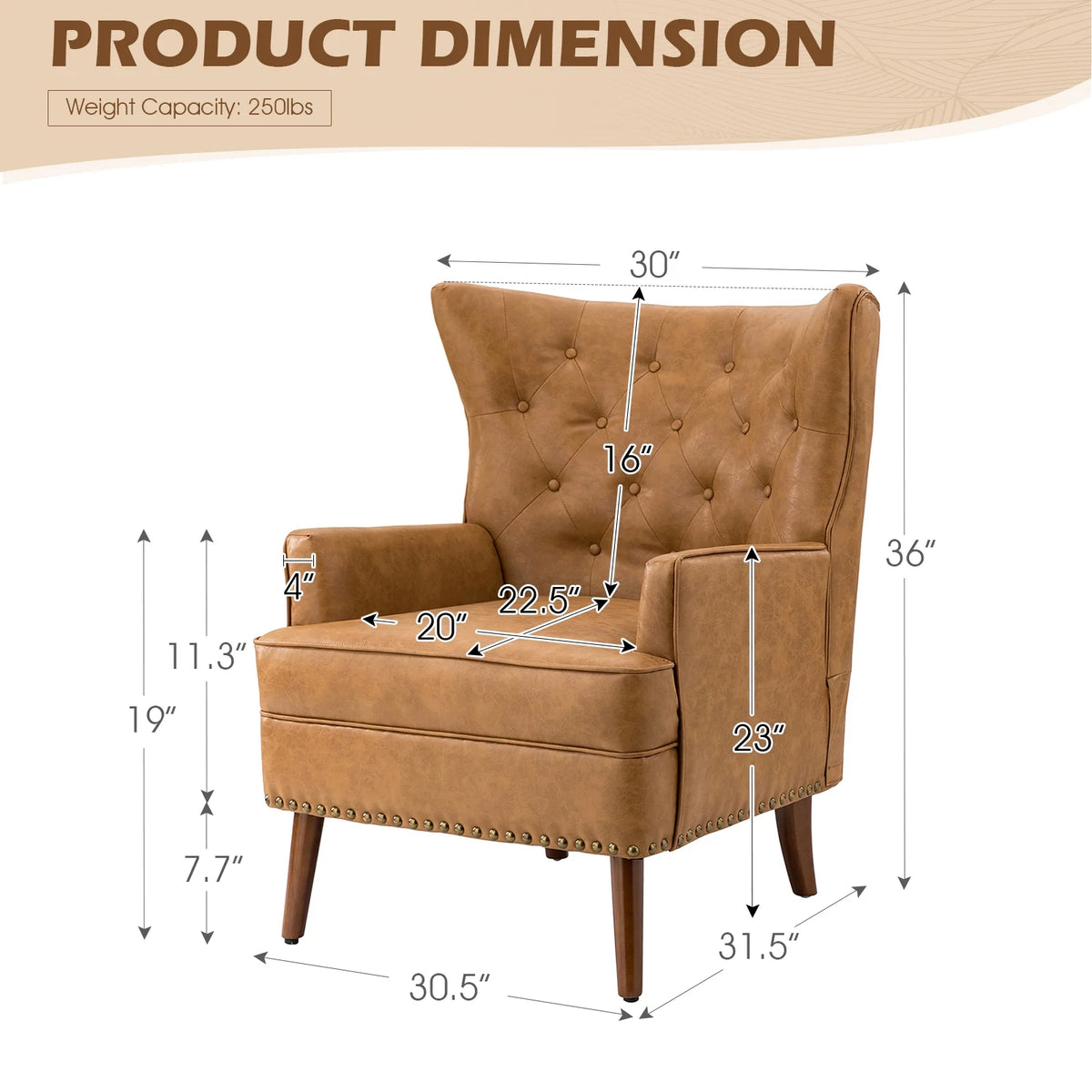 Faux Leather Upholstered Accent Chair with Solid Wood Legs O560