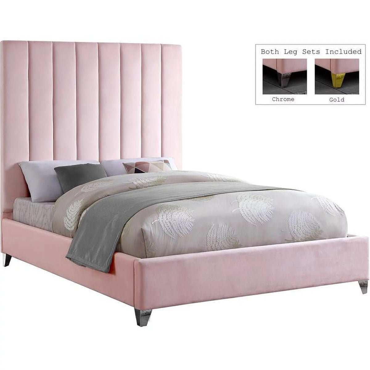 Rich Velvet King Bed in Pink C931427