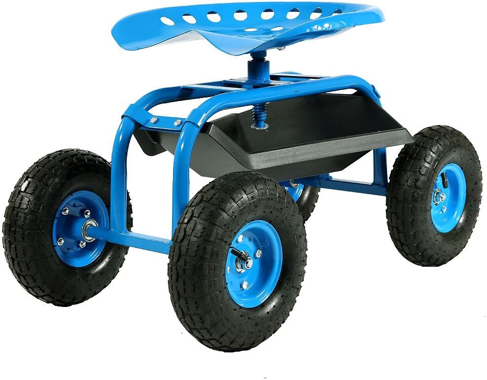 Red Rolling Garden Cart with 360 Swivel Seat N66920