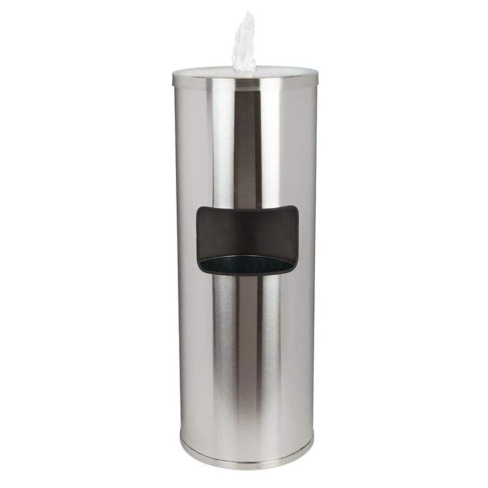 Stainless Steel Floor Stand Wipe Dispenser with Built-in Trash Can Y401455
