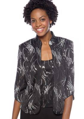 Sequin Mandarin Collar Twinset R547136