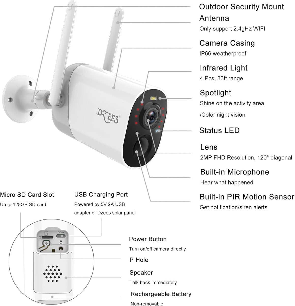 Wireless Outdoor Security Cameras with Spotlight & Siren, 1080P Battery Powered, AI Motion Detection, 2-Way Audio, Color Night Vision, IP66 Weatherproof Y614595