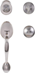 Front Door Entry Handle Set with Oval Deadbolt and Knob, Satin Nickel Finish, Pack of 2 S325