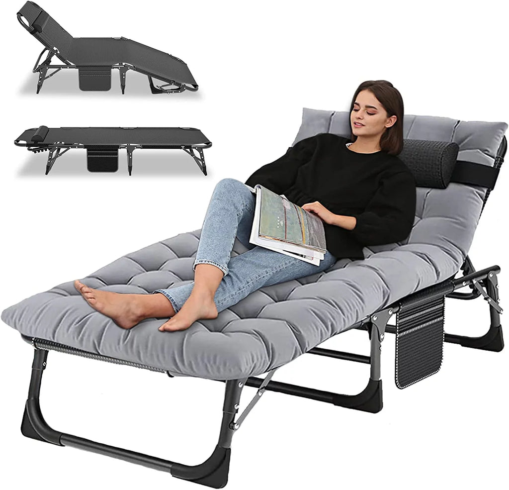 Folding Camping Cot with Cushion & Pillow H46537