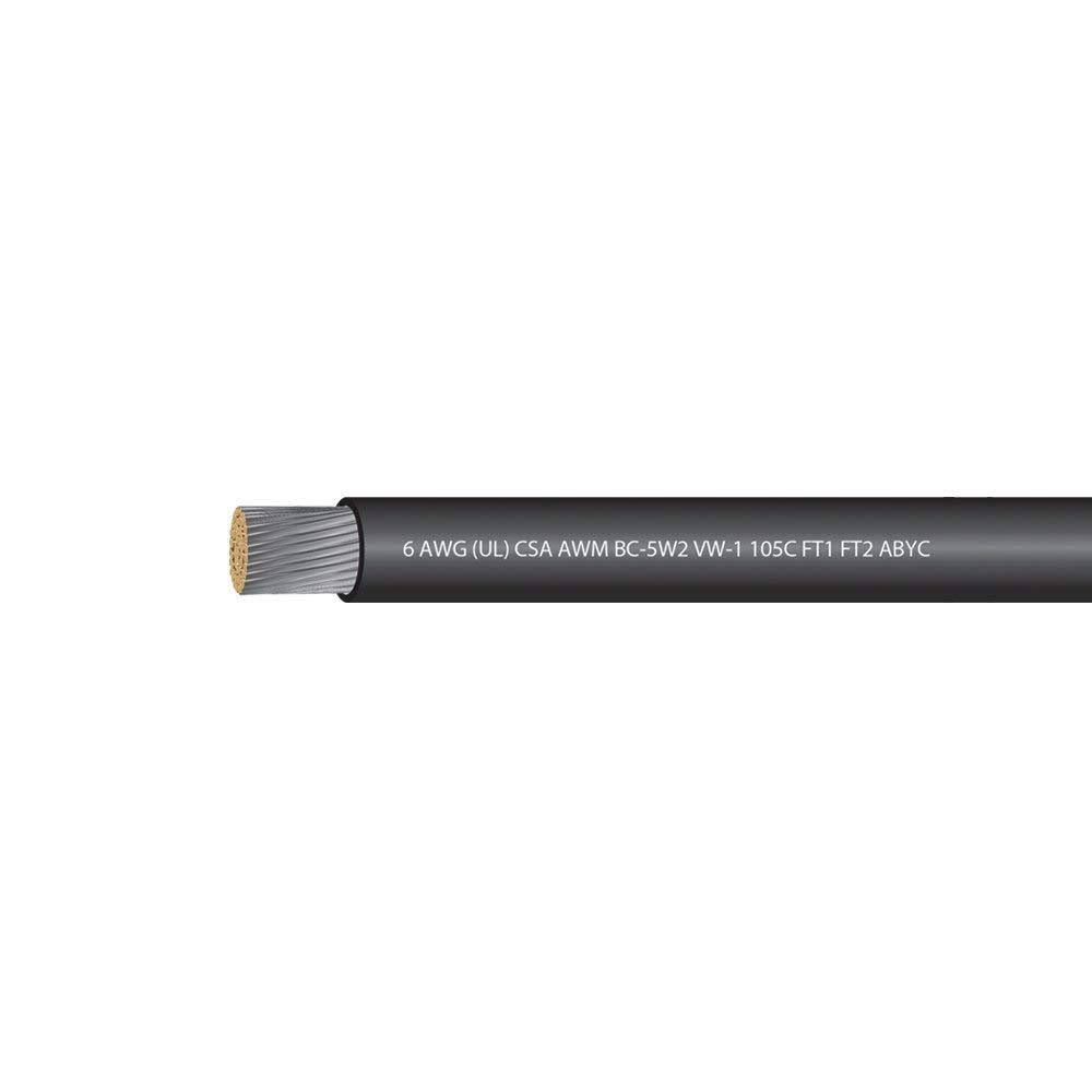 6 AWG Marine Grade Tinned Copper Boat Battery Cable 600 Volts Black 25 Feet I6995