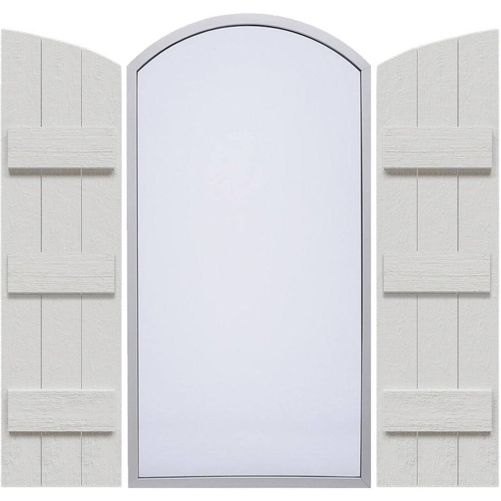 Rustic Faux Wood Shutters with Elliptical Arch Top C5546