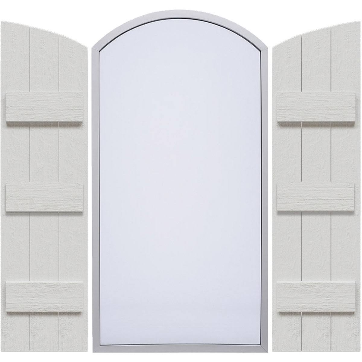 Rustic Faux Wood Shutters with Elliptical Arch Top C5546