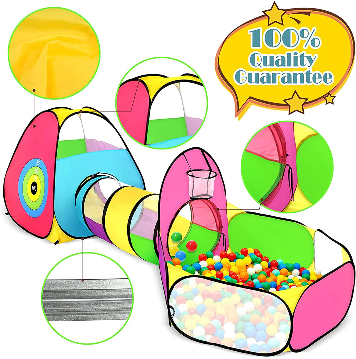 3pc Play Tunnel Tent with Ball Pits Polyester Playhouse X914521